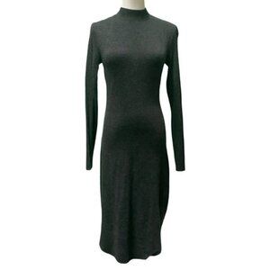 Kit & Ace Mock Neck Long Sleeve Washable Cashmere Blend Dark Gray Knit Dress 10